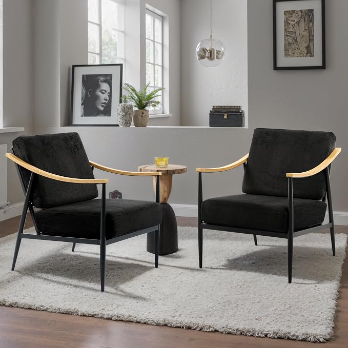 Modern Accent Chair for Living Room Bedroom Mid Century Arm Chair Upholstered - Image 9
