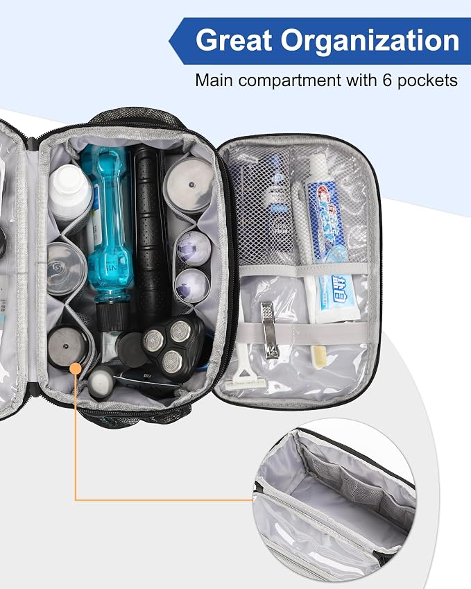 Relavel Toiletry Bag for Men, Hanging Toiletries Bag for Women Water Resistant - Image 3