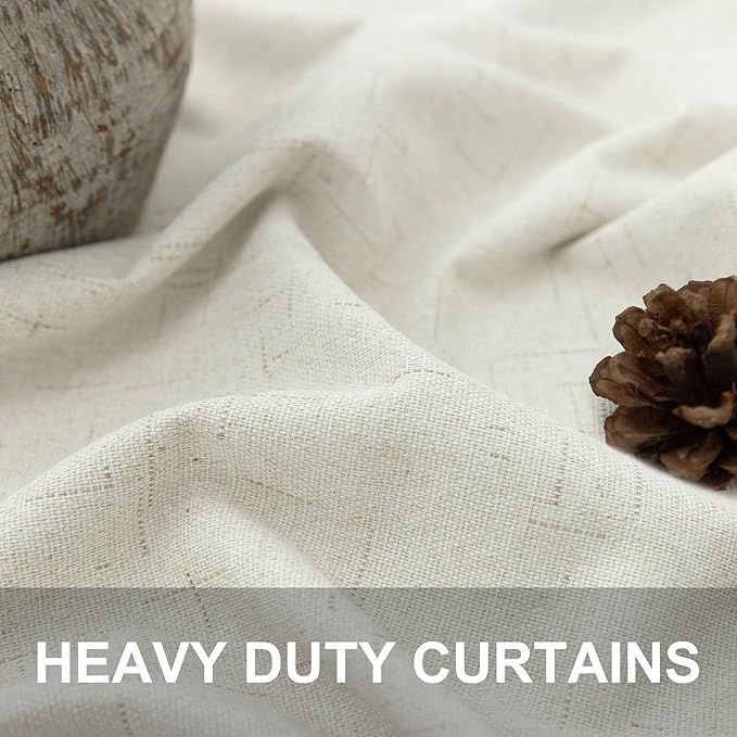 Pitalk Cream Blackout Curtains and Drapes 48 Inch Long Faux Linen Privacy RV - Image 3
