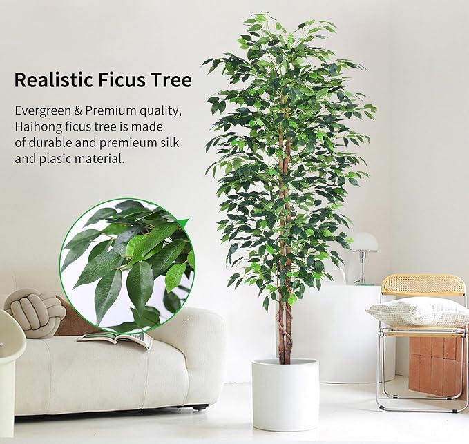 6FT Artificial Ficus Tree, Fake Plants - Image 2