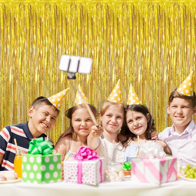 GOER 3.2 ft x 8.2 ft Metallic Tinsel Foil Fringe Curtains Party Photo Backdrop - Image 2
