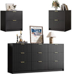 3-Piece Dresser Bedroom Set, 9 Drawer Dresser & 2 Drawer Nightstands by MAISONARIA