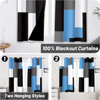 Light Blue 100% Blackout Curtains 45 inch Length 2 Panels Set White Grey Modern - Image 2