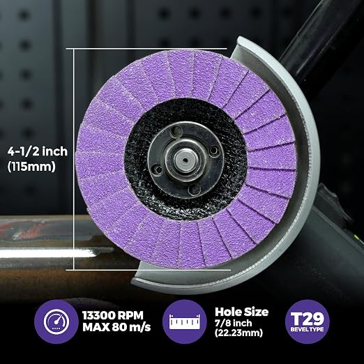 5-Pack 4.5" x 7/8" Ceramic Flap Disc, 60 Grit, Bevel Type #29, Premium - Image 2