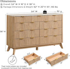 T4TREAM Fluted 9 Drawer Dresser, Modern Chest of Drawers - Image 2