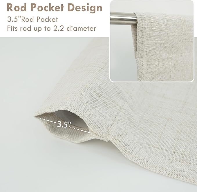 DriftAway Double Layer Linen Blackout Tie Up Curtains Thermal Insulated Fully - Image 3