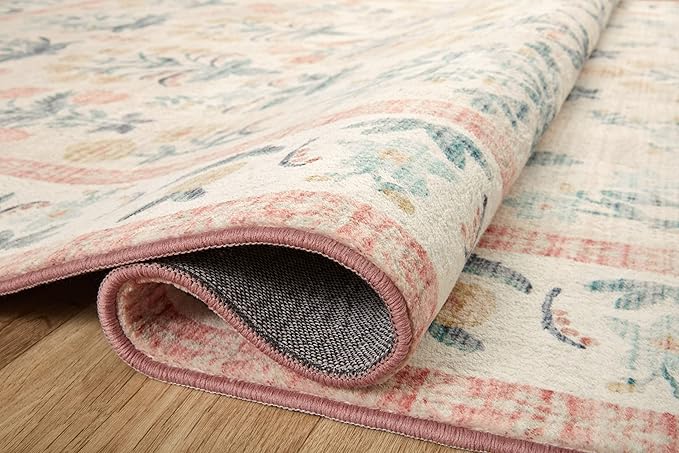 Loloi Rifle Paper Co. Eden Collection EDE-01 Mughal Rose Blush 2'-6" x 7'-6" - Image 4