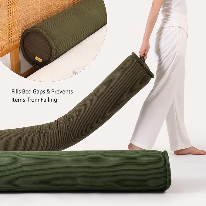 Long Bolster Pillow for Bed – Soft Corduroy Body Pillow for Adults, Ergonomic - Image 5