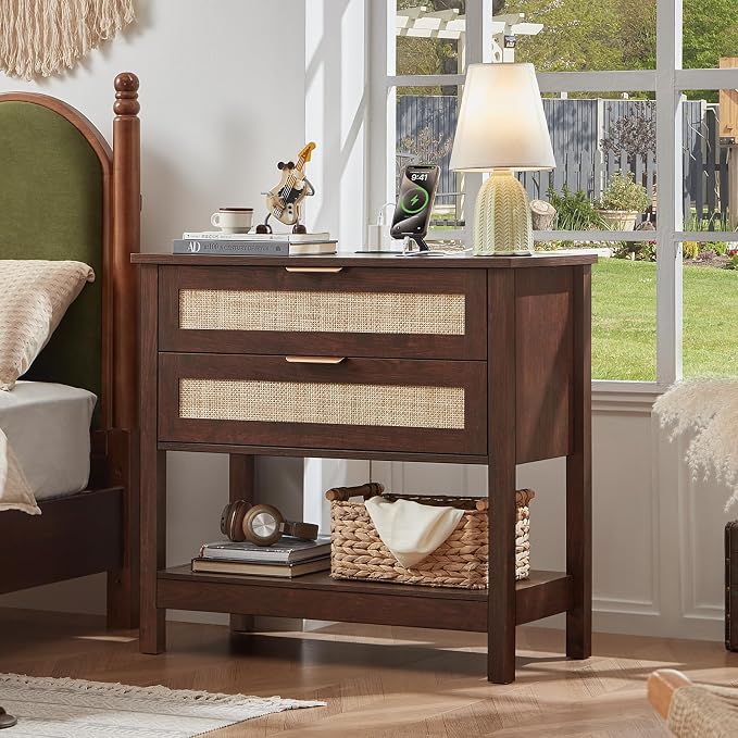 LEYAOYAO 31.5" Wide Rattan Night Stand - Image 8