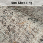 FMFUNCTEX 5x7 Washable Area Rug Neutral Vintage Taupe Non Slip Low Pile - Image 6