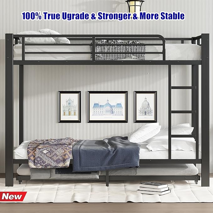 LUXIEE Upgraded & Stronger Heavy Duty Steel Twin XL Over Twin XL Bunk Bed Frame - Image 3