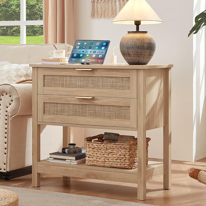 LEYAOYAO 31.5" Wide Rattan Night Stand Set 2 - Image 4