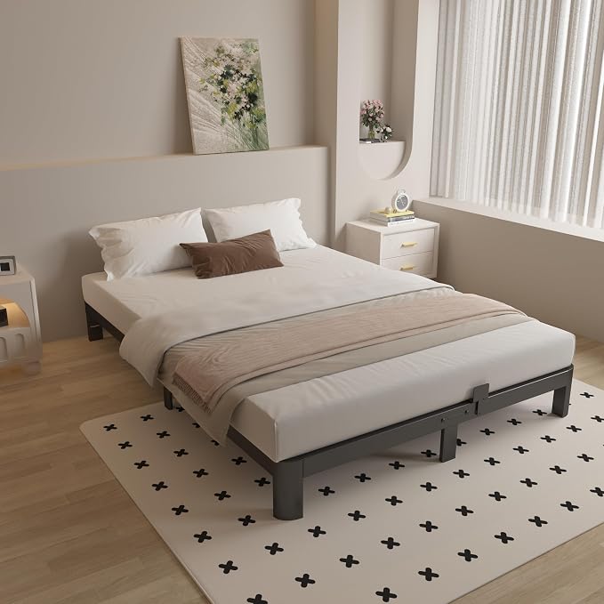 Queen Bed Frame 6 Inch Black, Metal Bed Frame Queen Size - Image 8