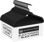 Fontaines Luxury Kid's Black Velvet Felt Non Slip Clothes Hangers 50 Pack by Fontaines