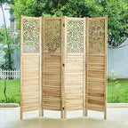 Svimi Folding Room Divider, 66.9 Inch 4 Panels Wood Carved Privacy Screens - Image 9