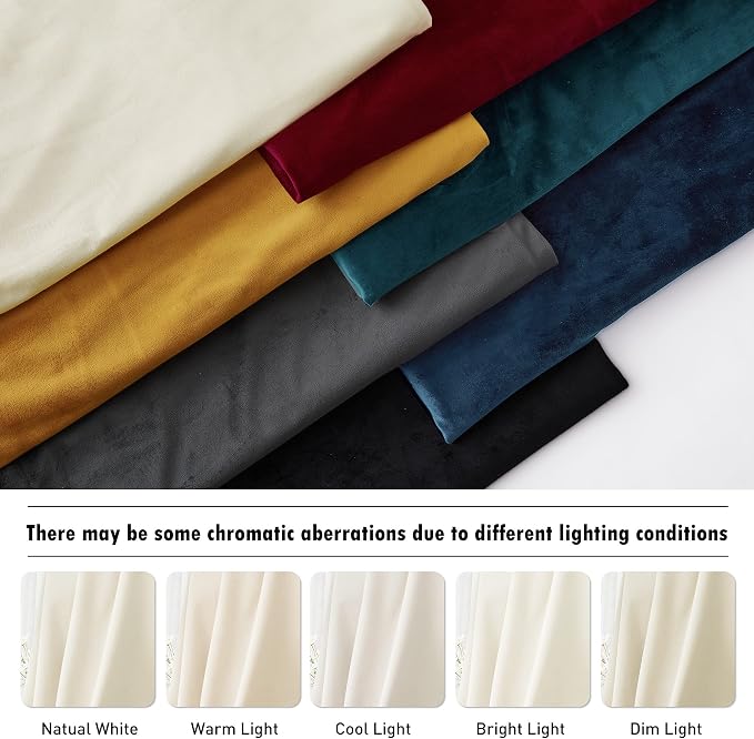 RYB HOME Velvet Curtains 102 inches Long, Back Tab Room Darkening Noise - Image 7