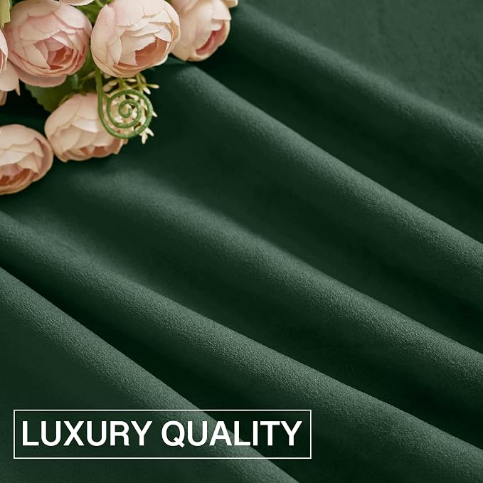 StangH Dark Green Curtains Blackout Thermal Insulated Velvet Drapes Rod Pocket - Image 8