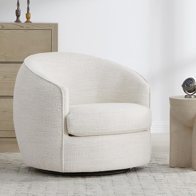 CHITA Swivel Barrel Chair, Modern Comfy FSC Certified Upholstered Boucle Accent by CHITALIVING