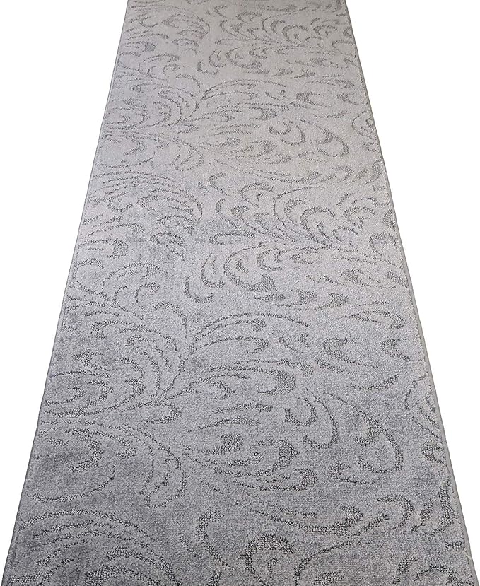 Custom Length Hallway Runner Rug, Slip Resistant, Floral Grey, 26 Inch X 12 feet - Image 6