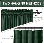 StangH Luxury Green Curtains Velvet Blackout Bedroom Window Drapes 90 inches - Image 3