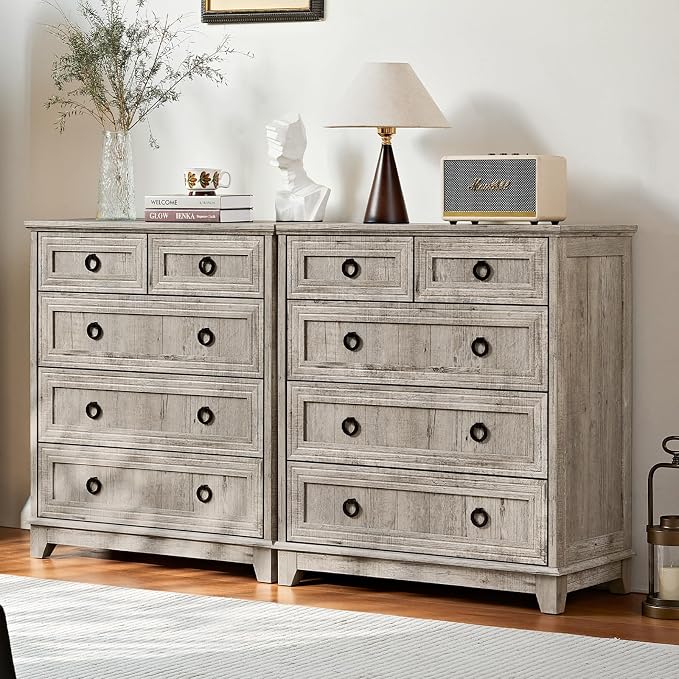 Farmhouse 5 Drawer Dresser for Bedroom, 33.2" Tall Small Dressers & Chest of - Image 4