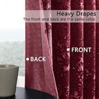 SMILETIME Burgundy Red Crushed Velvet Curtains 52x96 inch Luxurious Thermal - Image 3