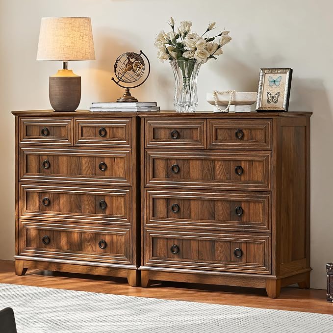 Farmhouse 5 Drawer Dresser for Bedroom, 33.2" Tall Small Dressers & Chest of - Image 3
