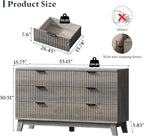 Fluted Dresser with 6 Drawers, Wooden Dresser TV Stand, Wood Closet Clothes - Image 2