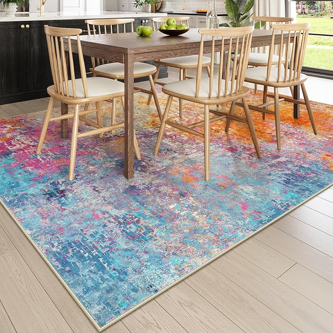 Lahome Modern Abstract Washable Living Room Rug, Colorful 8x10 Area Rugs - Image 7