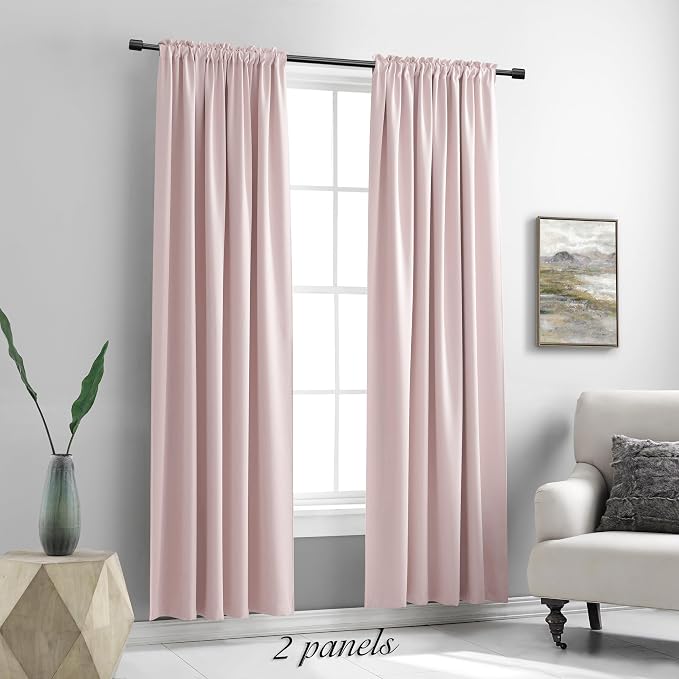 DONREN Blush Pink Curtains 80 Inches Long - Image 2
