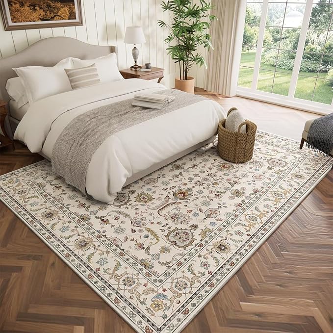 Washable 6x9 Area Rugs for Living Room, Boho Non-Slip Vintage Distress Large - Image 2