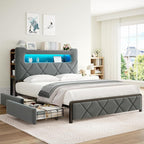 Queen Upholstered LED Bed Frame - Image 8
