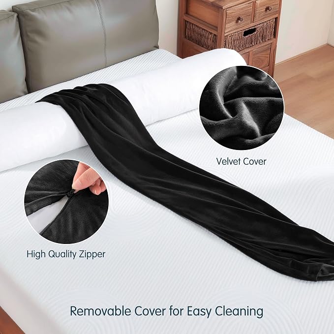 SyMax 7.8"x60" Body Pillow for Queen Bed, Bolster w/Removable Polyester Cover - Image 9