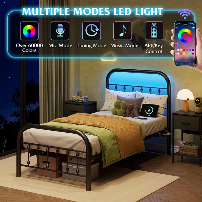 WLIVE Metal Platform Bed Frame, Twin Bed Frames - Image 3
