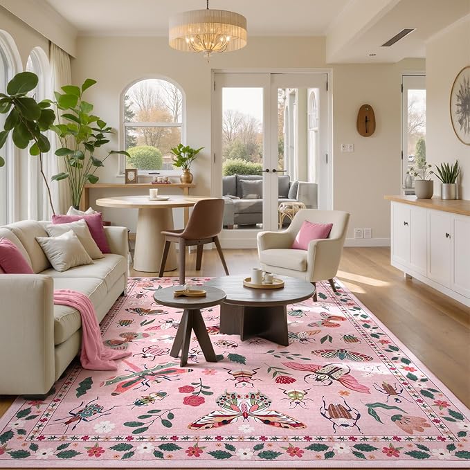Lahome Insect Washable Rugs for Living Room, Soft 6x9 Rug for Bedroom - Image 4