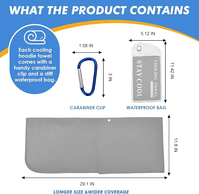 3 Pack Cooling Hoodie Towels for Neck and Face, UPF 50 Sun Protection & Instant - Image 6