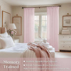 Elegant Blush Pink Semi Sheer 102 Inch Curtains Cotton Linen Textured - Image 2