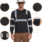 AYKRM Safety T Shirt Reflective High Visibility hi vis Long Sleeve T Shirt - Image 2