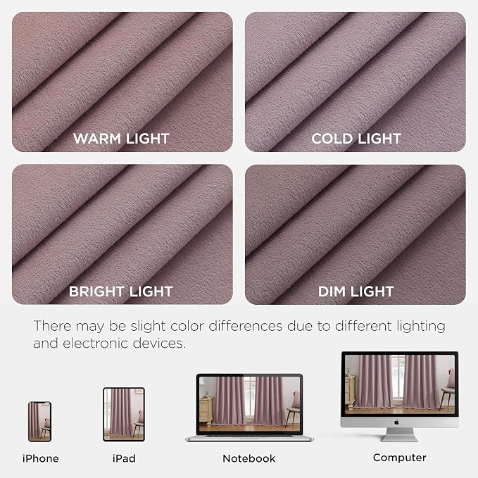 Joydeco Rose Pink 100% Blackout Curtains 108 Inch 2 Panels, Luxury Thermal Pink - Image 7