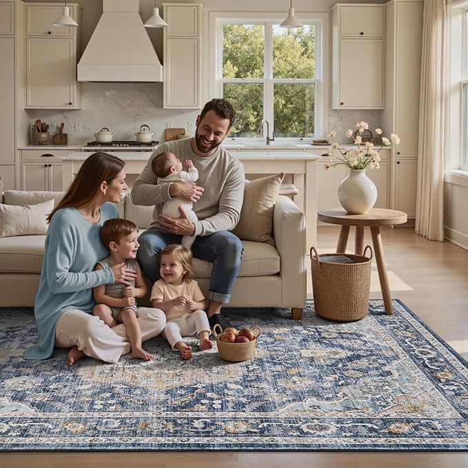 PADOOR 8X10 Area Rug, Rugs for Living Room, Soft Blue Rugs for Bedroom - Image 6