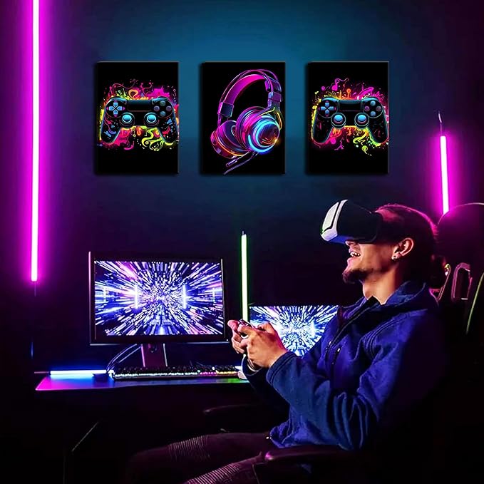 BGFCE Game Room Decor Set of 3, Neon Gaming Video Game Room Wall Art, Gaming - Image 7