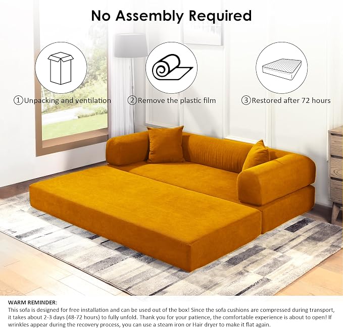 80" Convertible Sofa Bed, Corduroy Deep Seat Folding Pull Out Couch - Image 8