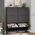 Shoe Cabinet with 6 Flip Drawers, Hidden Slim Wooden Shoe Rack Cabinet by Xixini