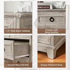 6 Drawer Dressers & Chest of Drawers, Farmhouse Vintage Oak Dresser - Image 8