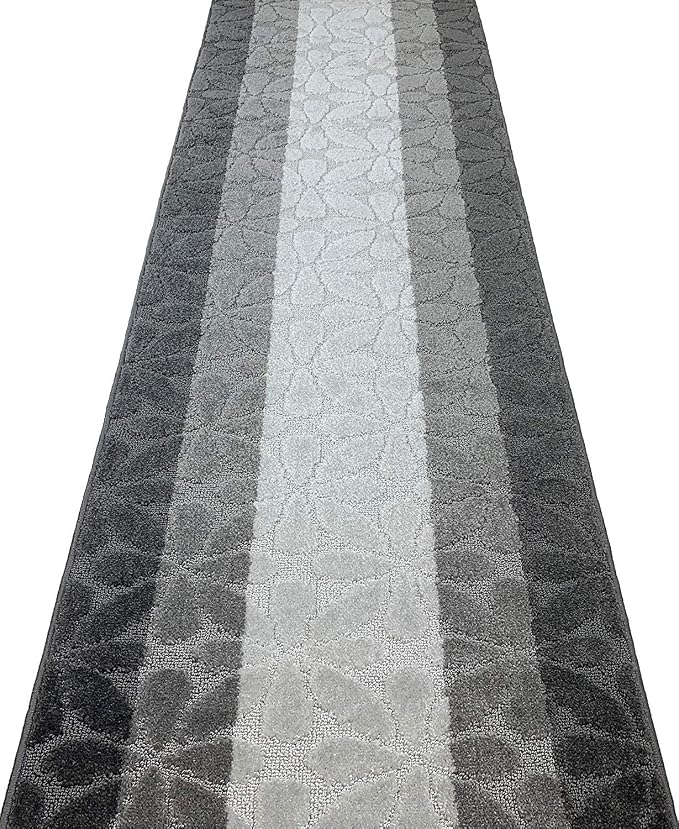 Custom Length Hallway Runner Rug, Slip Resistant, Flower Grey, 26 Inch X 27 feet - Image 3