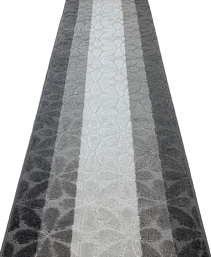 Custom Length Hallway Runner Rug, Slip Resistant, Flower Grey, 26 Inch X 20 feet - Image 3