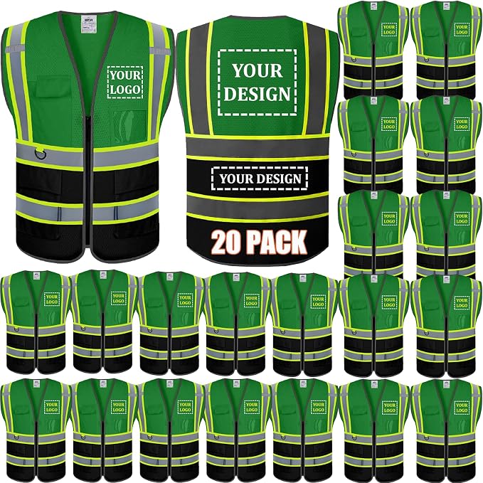 BeautyWill Custom Logo 10/20 Pack Safety Vest Class2 High Visibility Vest by BeautyWill