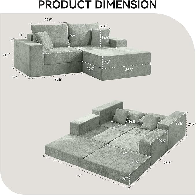 Boneless Sectional Loveseat Couch - Image 2