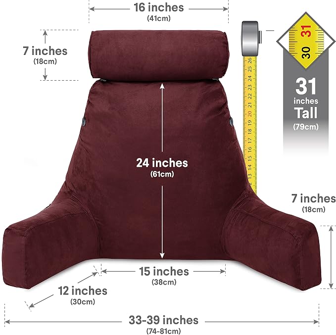 Husband Pillow XXL Aspen Edition, Adult Reading Sit Up Bed Rest Pillow - Image 4
