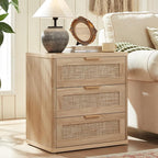 LEYAOYAO Rattan Dresser and Nightstand Set of 2, Boho Wood Dresser - Image 9